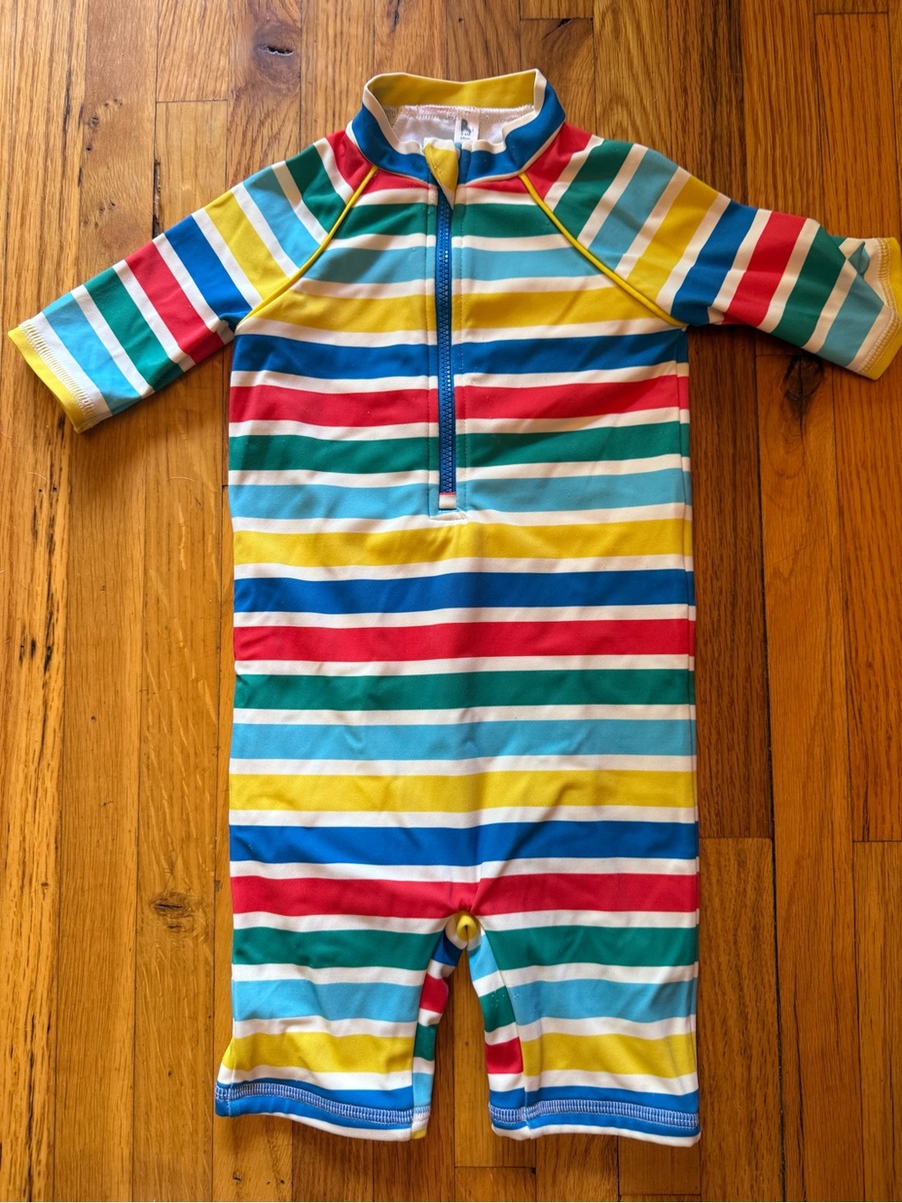 Baby Boden Kids' Multicolor Stripe Rashguard Swimsuit - Zipper Front